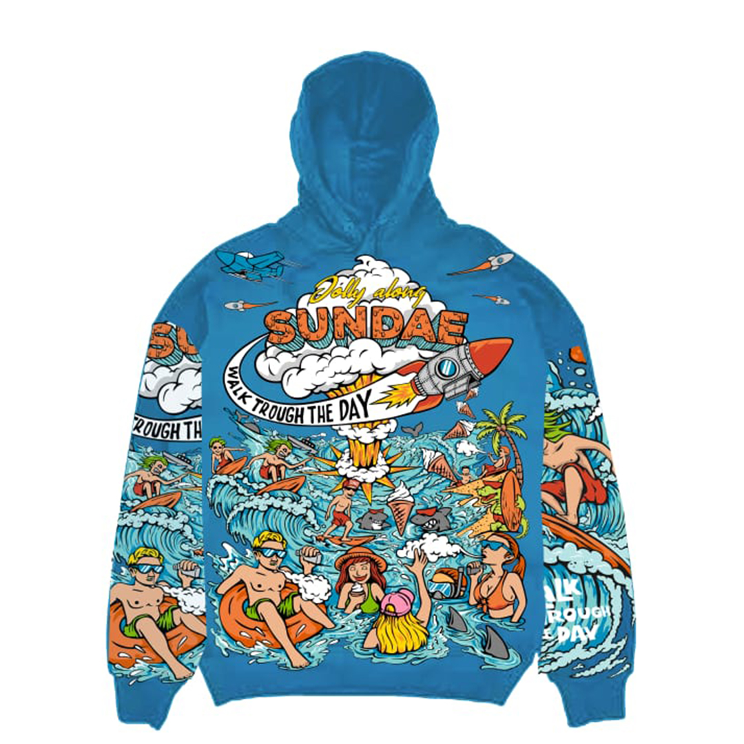 Hoodie Jolly Along Sundae Blue (L)