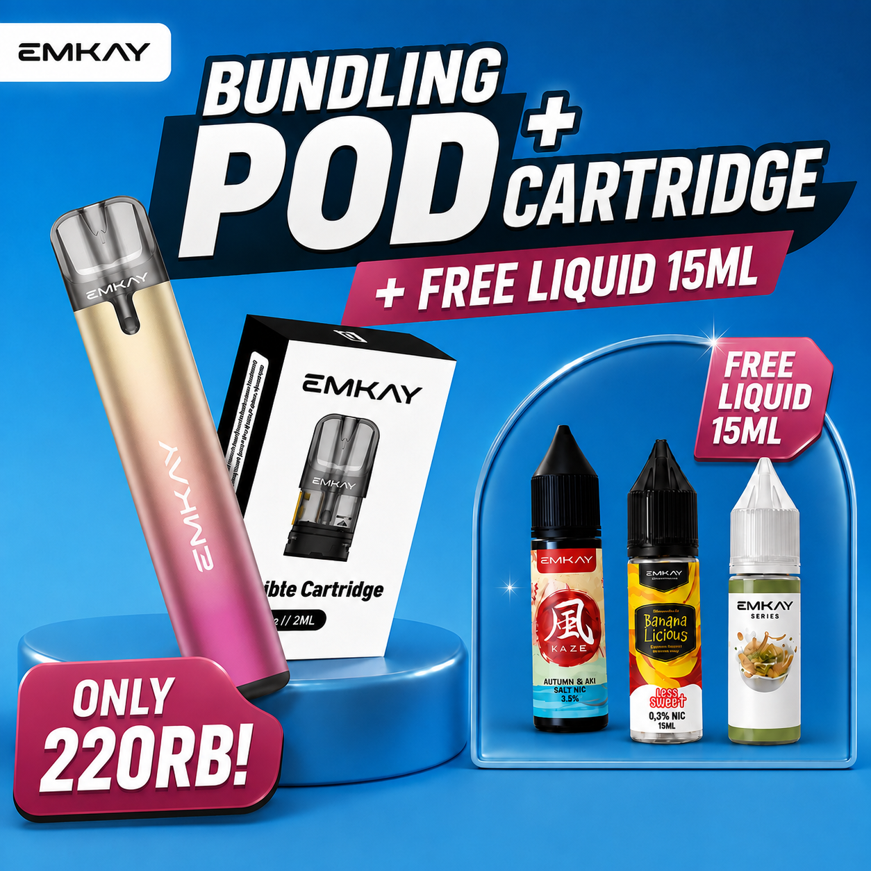 Bundling POD Rose Gold X Cartridge V2 Free liquid 15ml