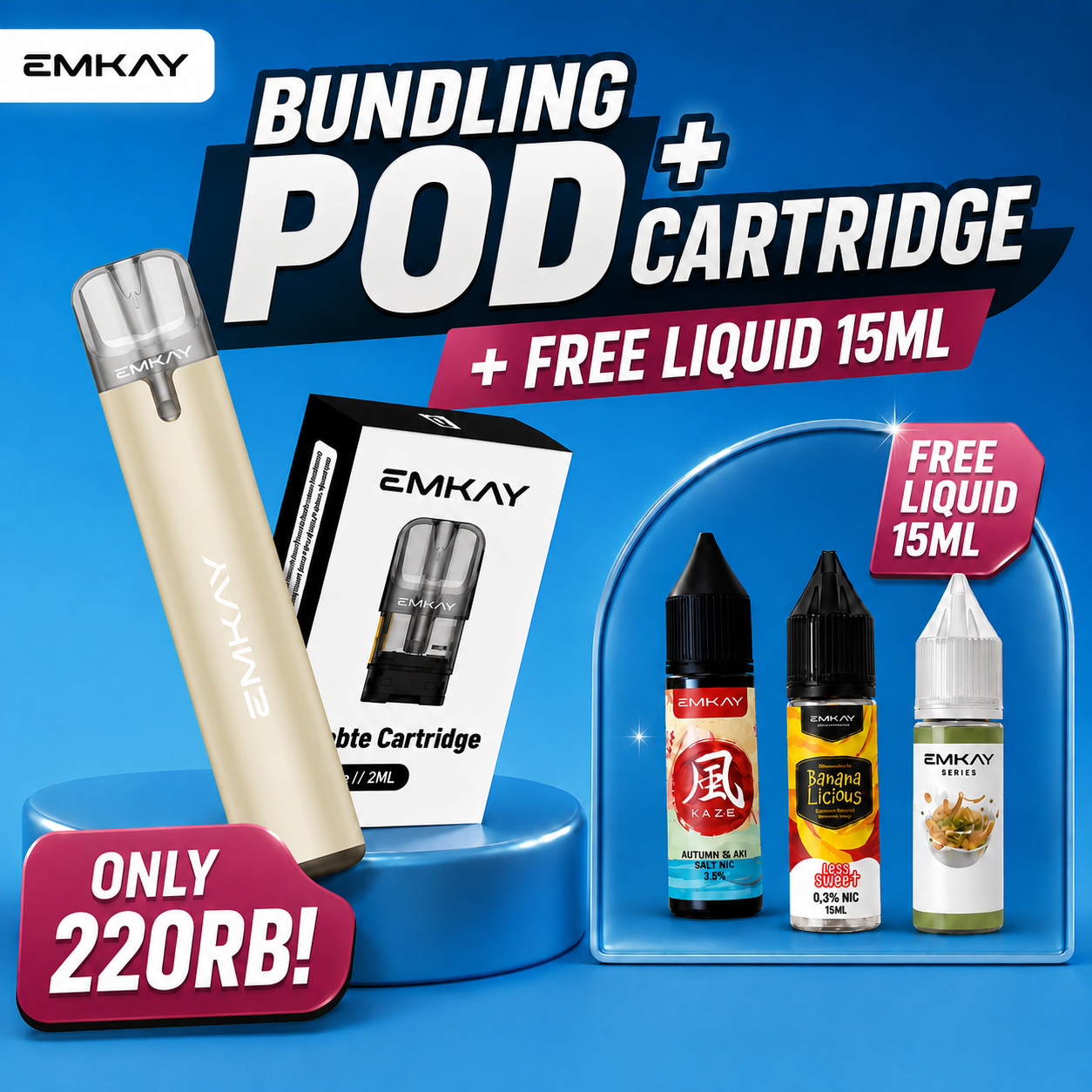 Bundling POD Maple Shined X Cartridge V2 Free Liquid 15ml
