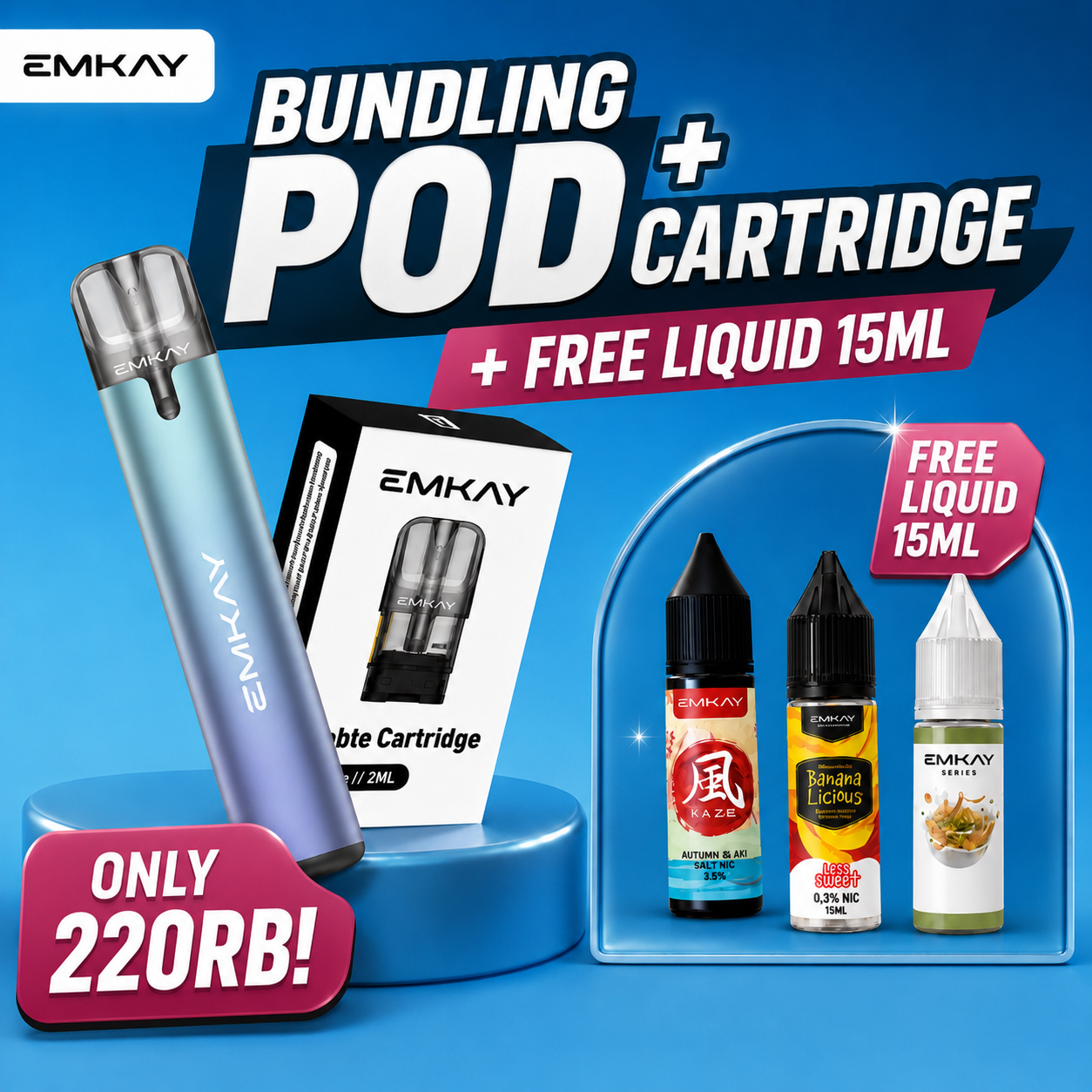 Bundling POD Blue Ocean X Cartridge V2 Free Liquid 15ml